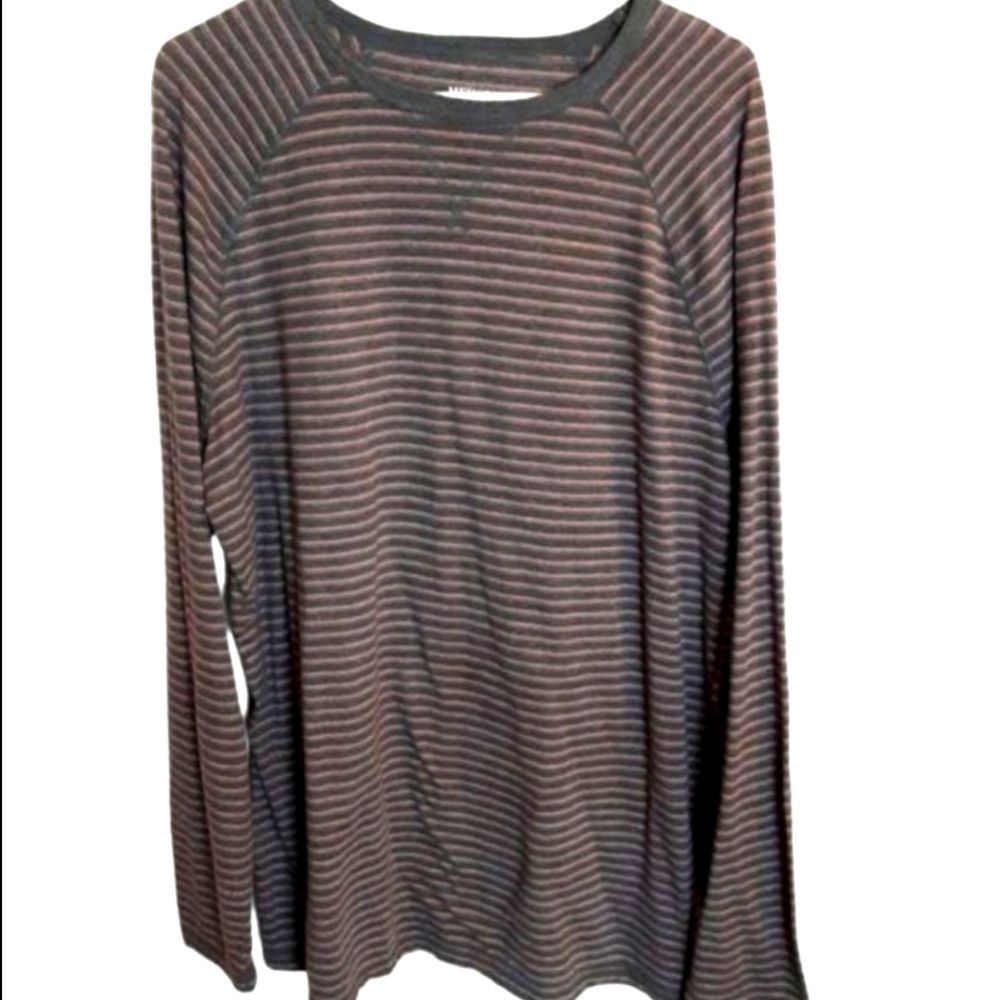 MERONA Tee Shirt Men's Oversized Pullover‎ Skinny Stripes Long Sleeved Cr…